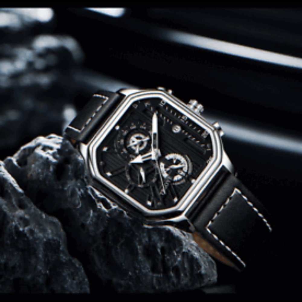 New Men’s Silver & Black Analog Dress Watch